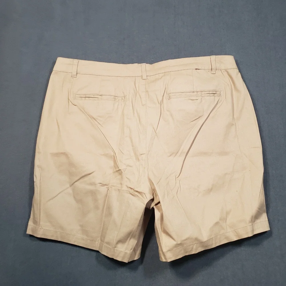 Ellos Chino Shorts‎ Womens 16 Tan Cotton Blend Stretch Flat Front Casual Classic